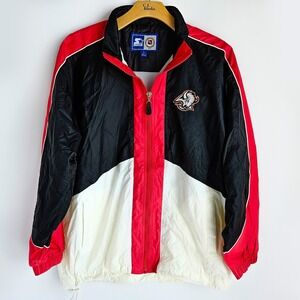 Vintage Starter NHL Buffalo Sabres Windbreaker Jacket Mens L Vented Goat Head